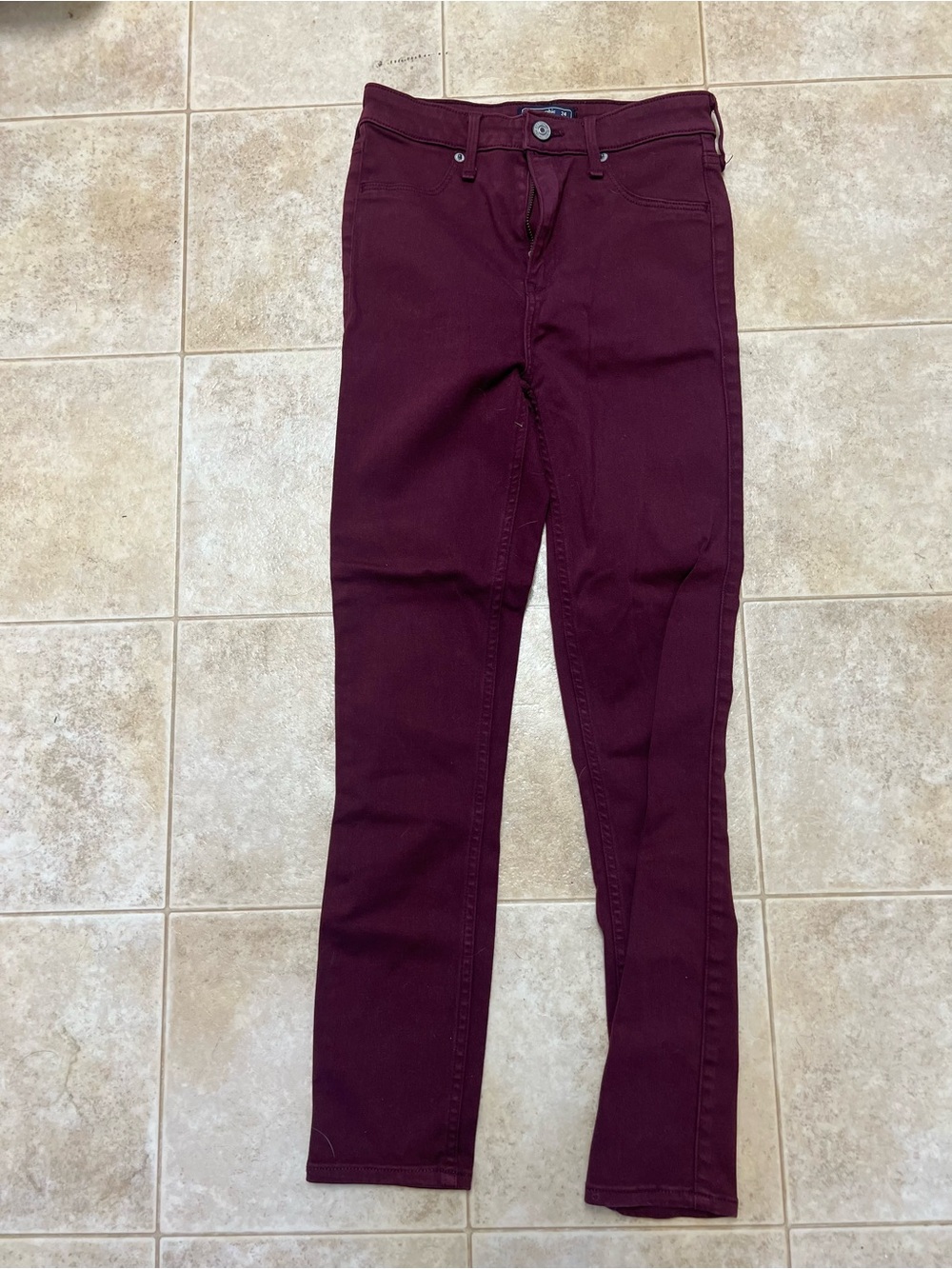 Abercrombie & Fitch Women's Skinny Jeans in Deep Burgundy